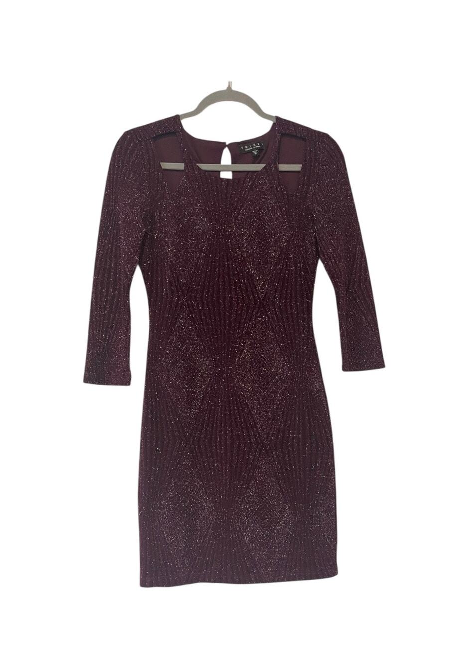 Trixxi Dress Size M Purple Metallic Pull Over Long Sleeve Career Party